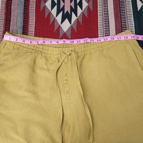 J.Jill Mustard Yellow Linen Rayon Pant Sz XL Tapered Relaxed Pull On Beachcomber - Picture 5 of 7